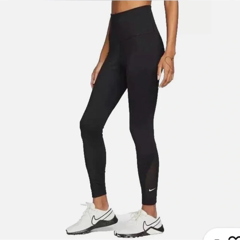 NIKE ONE Women TIGHT & DRI FIT HIGH RISE Yoga 7/8Leggings-Black - Picture 2 of 14